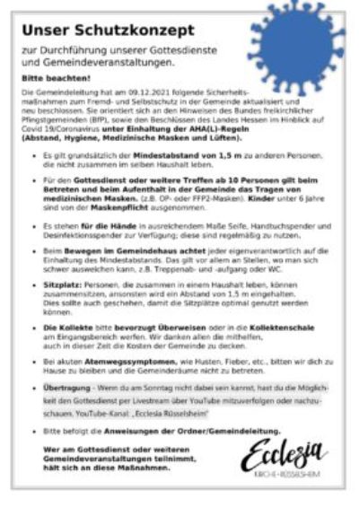 Schutzkonzept vom 09.12.2021